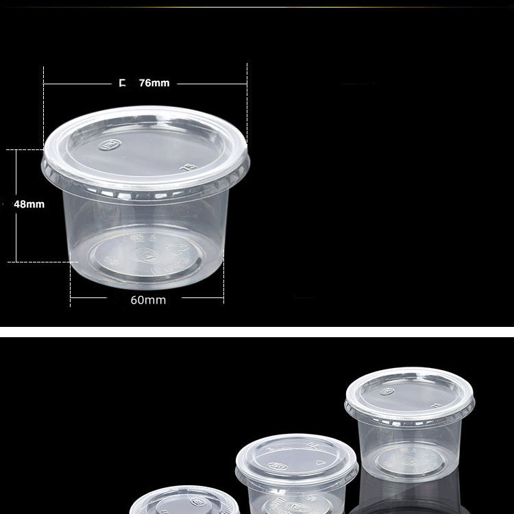 Disposable Take Away Sauce Cups Tasting Drinking Thickened Clear Plastic Cup with Lid