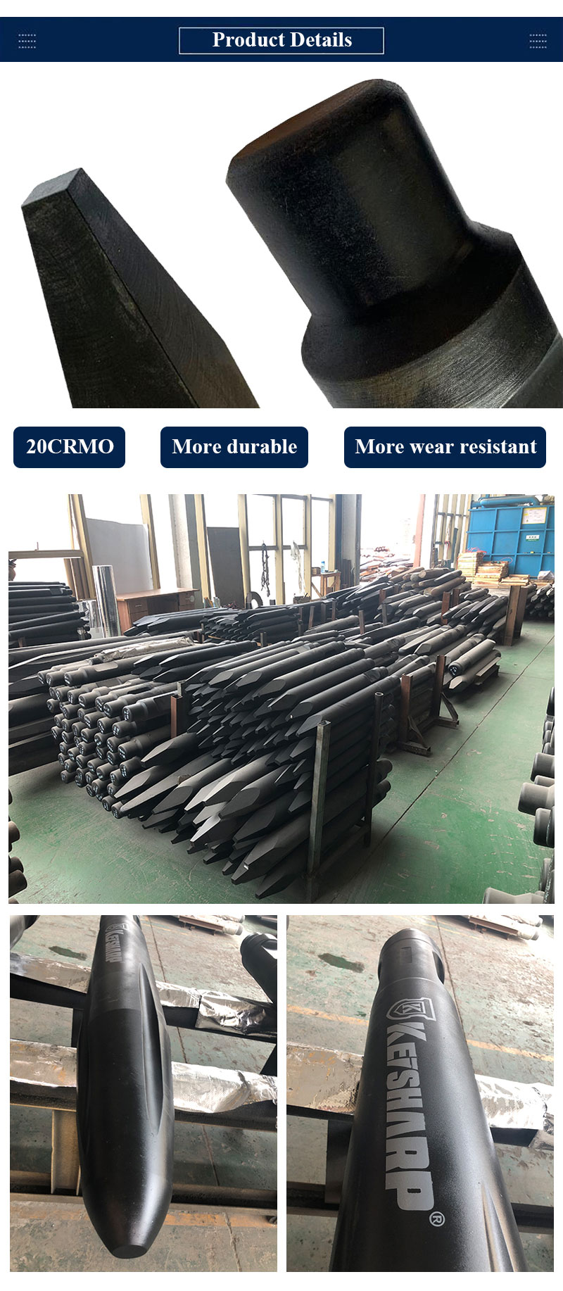 Powerful Rork Drill Rod For Atlas Copco Hydraulic Breaker Hammer And CE Certificate