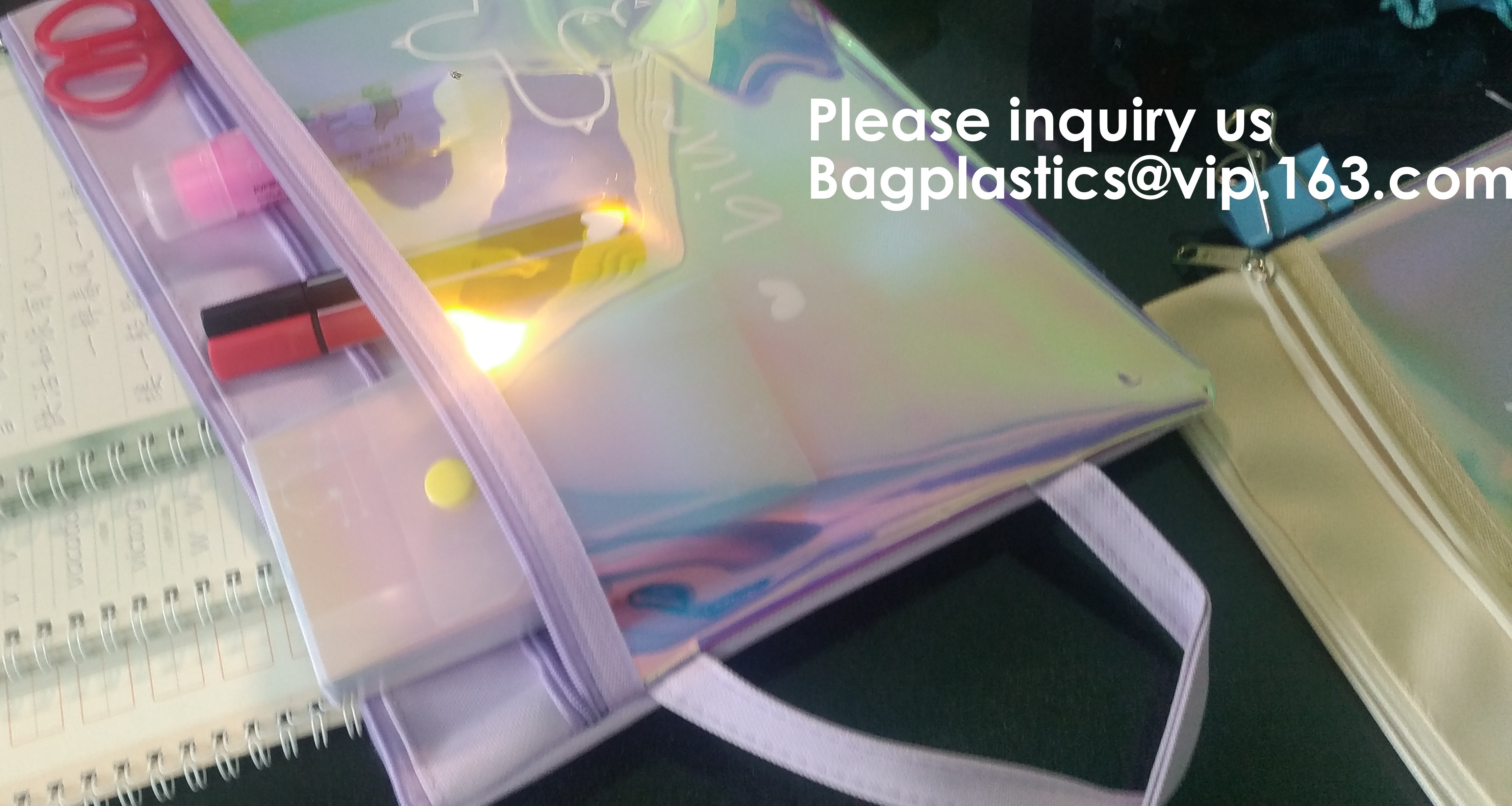 PVC A4/A5/A3 Waterproof Mesh Transparent Zipper File Folder Bag,A4 Double Zipper Mesh File Storage Bag With Color