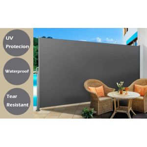 Patio Retractable Privacy Wall Rolling Extendable Side Awning Privacy Screen Sun Shade for Balcony Garden Terrace
