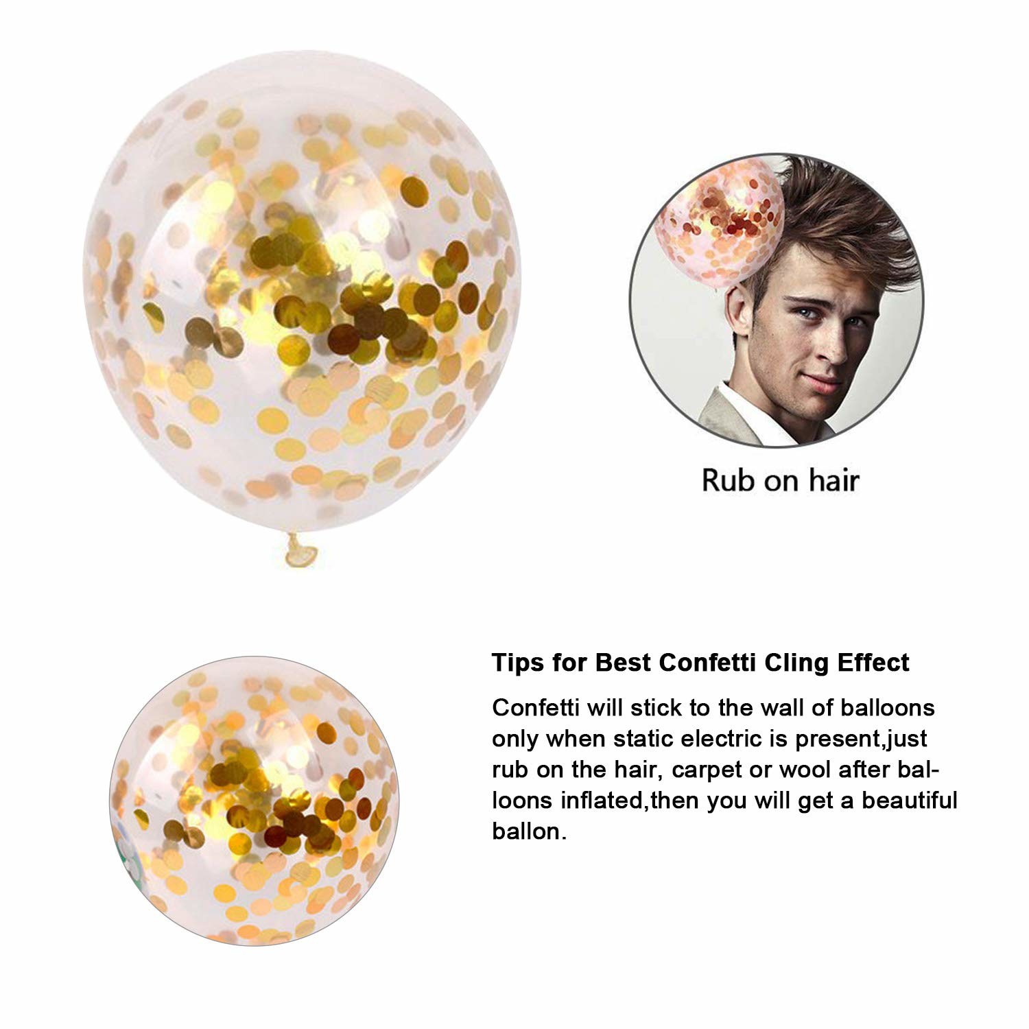 50 Pcs Gold Confetti Balloons , 12 Inch Latex Party Balloons With Confetti Dots