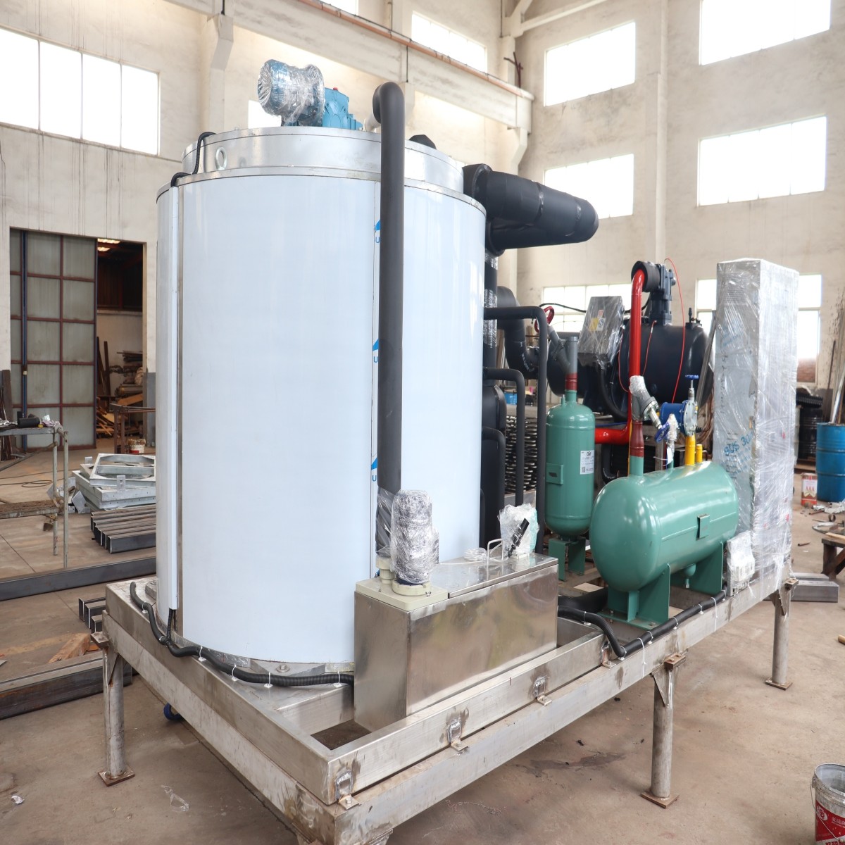 Evaporative Cooling 15tons/Day Ice Flake Maker Machine PLC Control