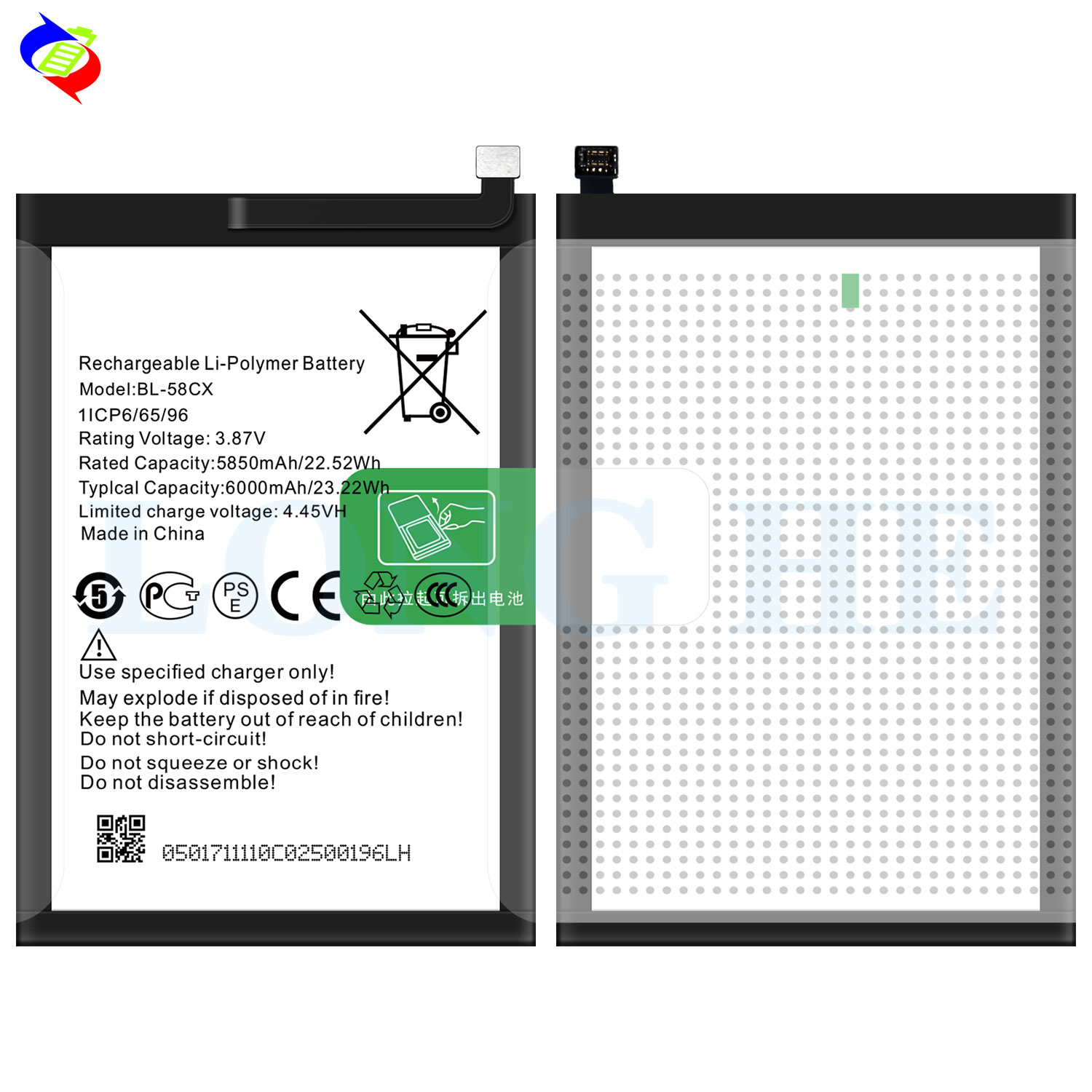 High Capacity 6000mAh BL-58CX Battery for Infinix X659 Black Design and Long Lasting