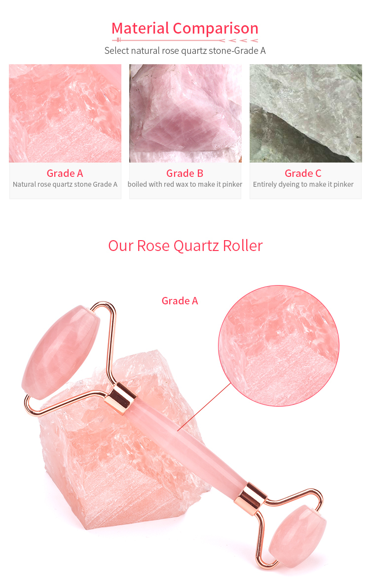 76.7g Handheld Wrinkle Remover Face Jade Rollers Pink Crystal Face Roller