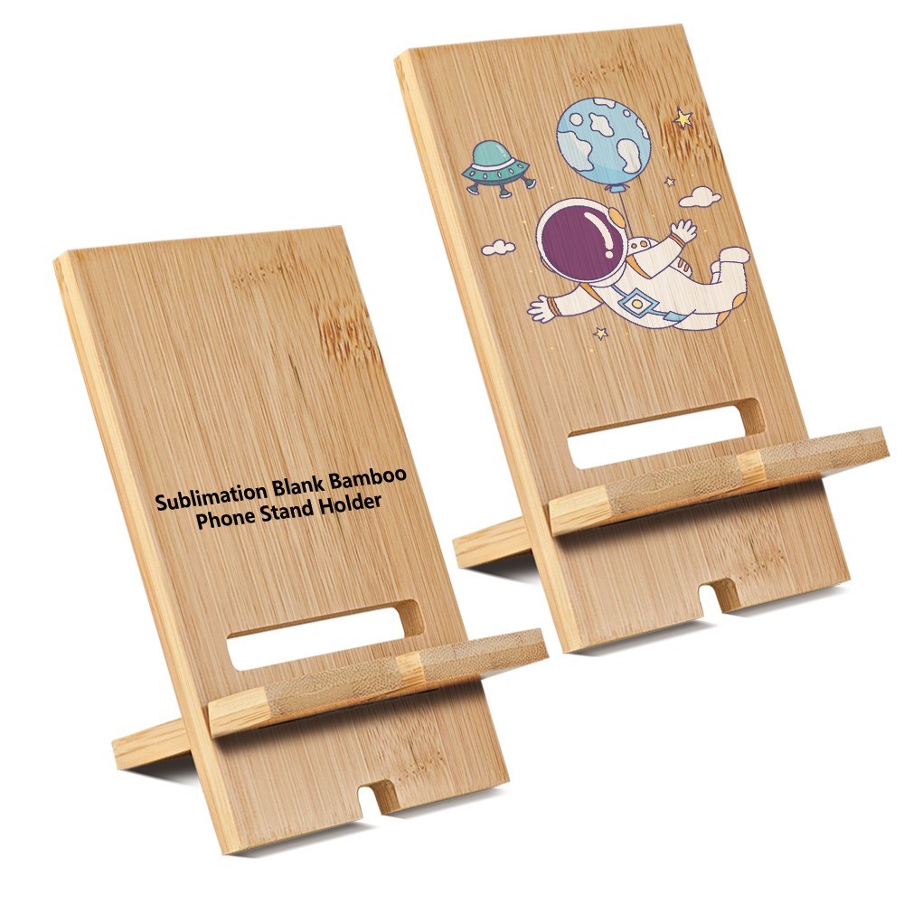 Heat Transfer Printed Bamboo Sublimation Phone Stand Blanks With Charging Port
