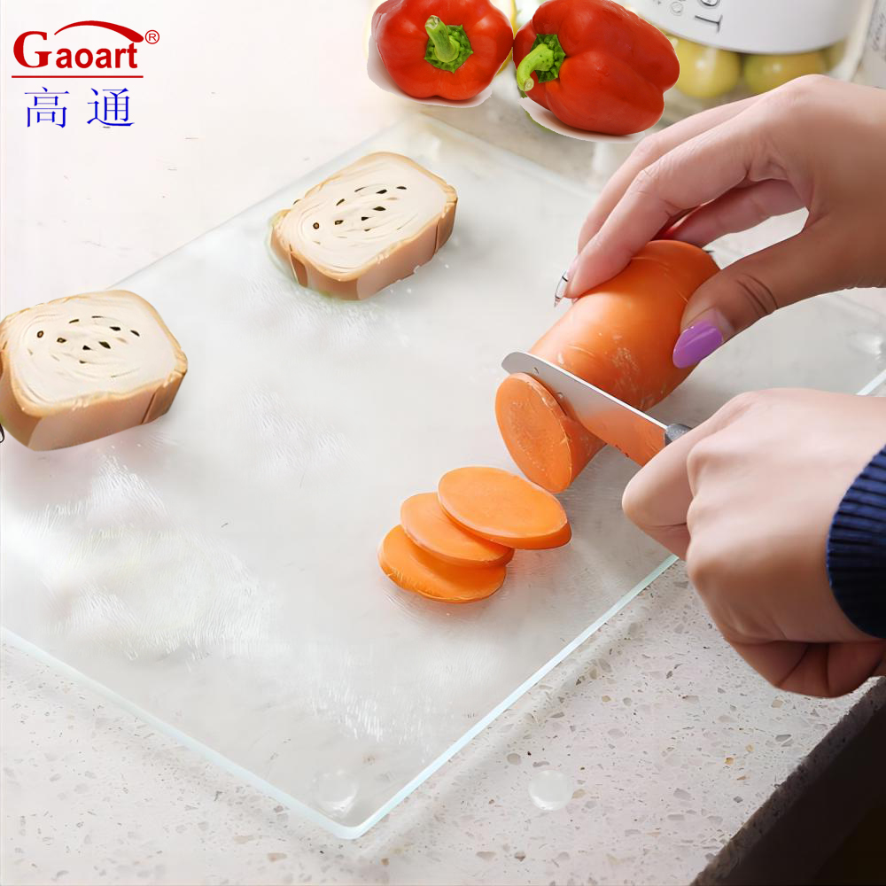 Listing Golden Rectangle Tempered Glass Customer Size Cutting Board for Kitchen 500 Pcs