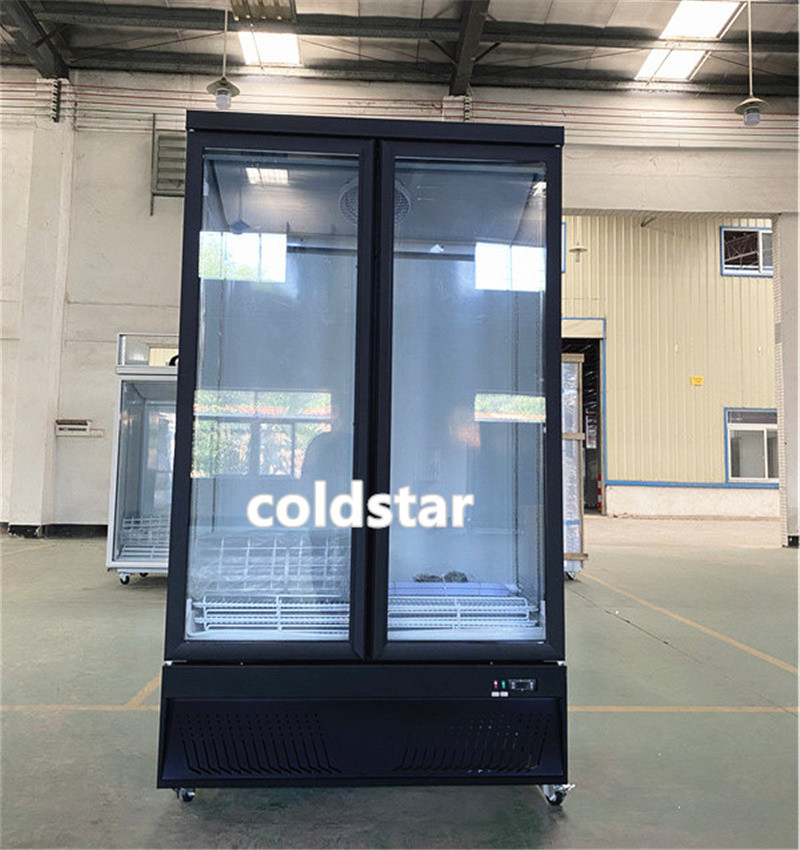 Double Door Vertical Refrigerator Showcase Energy Drink Cold Storage Display Fridge
