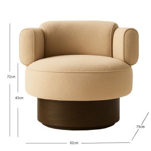 CloudSoft 360-Degree Swivel Lounge Chair with Bouclé Upholstery and Solid Wood