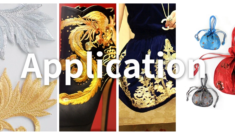 150D Yarn Count Embroidery Thread for Gold and Silver Metallic Embroidery in Polyester
