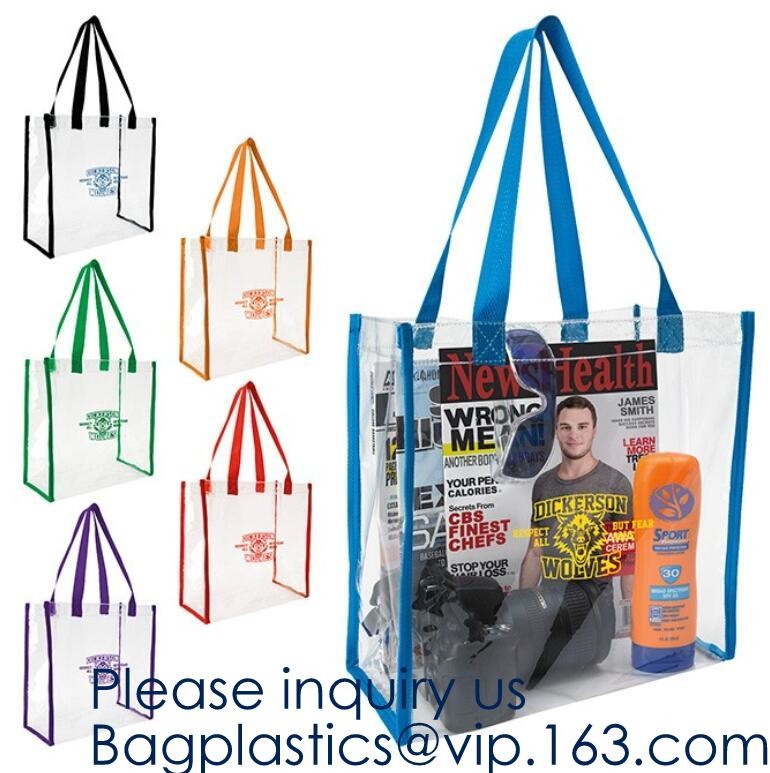 Stadium Approved Environmentally New Clear Tote PVC Shoulder Transparent Shopping Bag,Recycled Clear Pvc Shopping Tote B