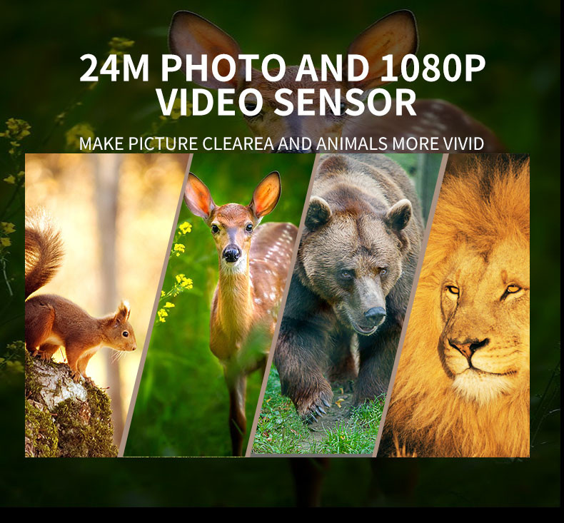 32MP Hunting Trail Camera 60 Degree PIR Sending Angle Waterproof Solar Panel Long Standby Time