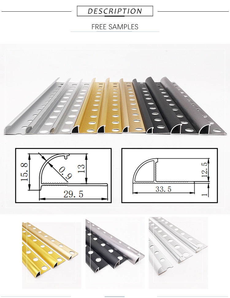 Customized Color Aluminum Tile Edge Trim Ceramic Protection Round Shape