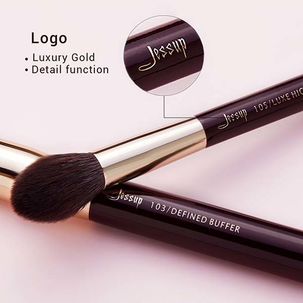 Jessup 25pcs Pro Makeup Brushes Set Zinfandel Color With Cosmetic Box