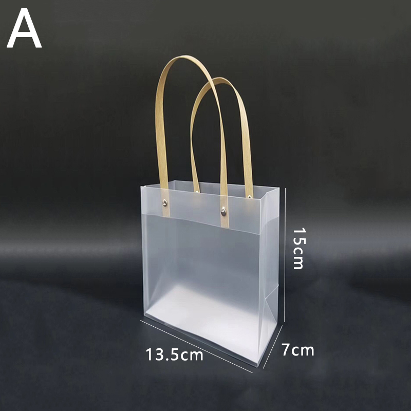 Frosted PP Bags Plastic Gift Bags With Handles Translucent Tote Gift Wrapping Flower Package Decoration Supplies