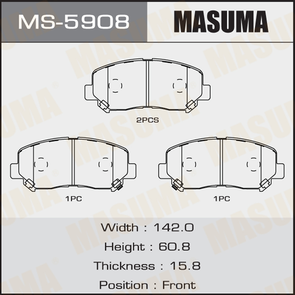 Yes MS-5908N MASUMA Auto Car Accessories Front brake pads set K0Y1-33-28Z K0Y13328ZA J10