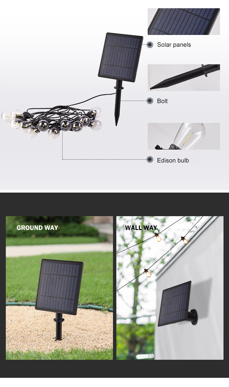 2700K Warm White Solar Strip Light , Solar Holiday String Lights For Patio Park Yard