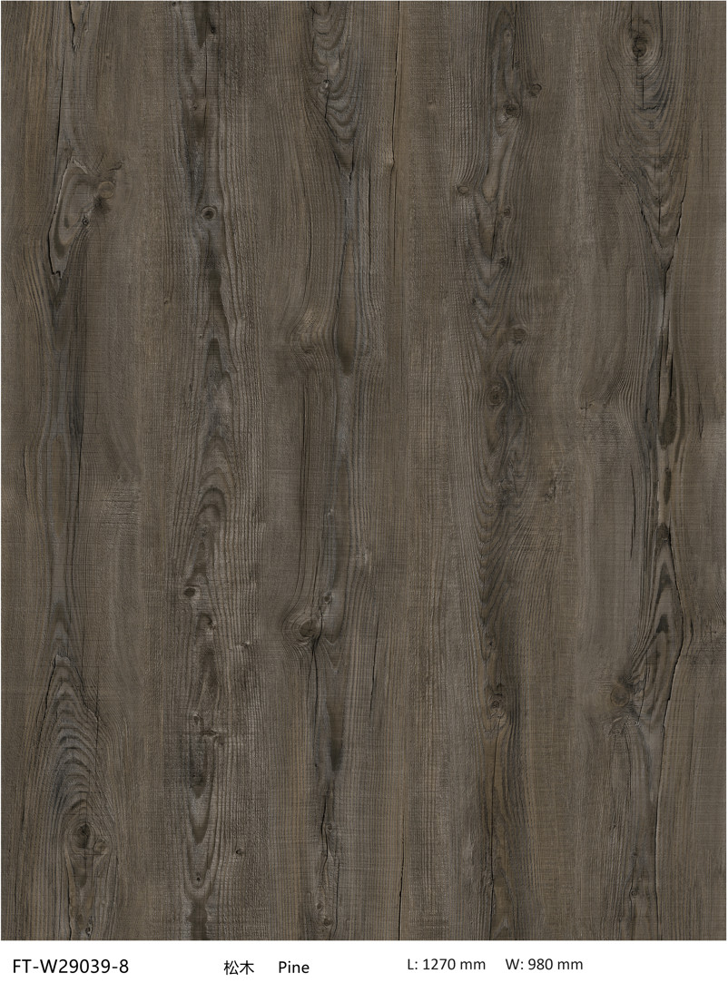 GKBM FT-W19039-8 Eco-friendly Click Waterproof Fireproof Thin Pine Stone Polyvinyl Composite SPC Flooring