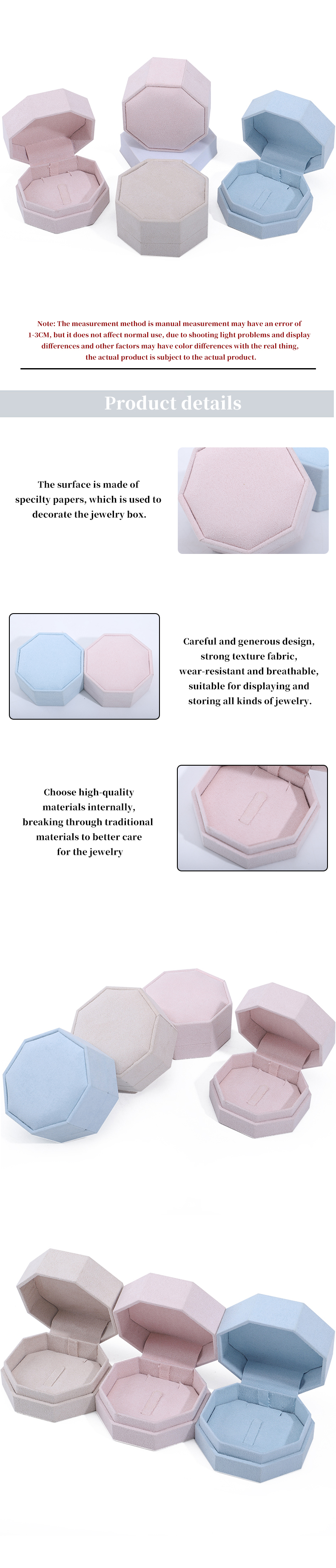 7.5*7.5cm Velvet Jewelry Box for Custom Logo Necklace and Ring Set Display Travel