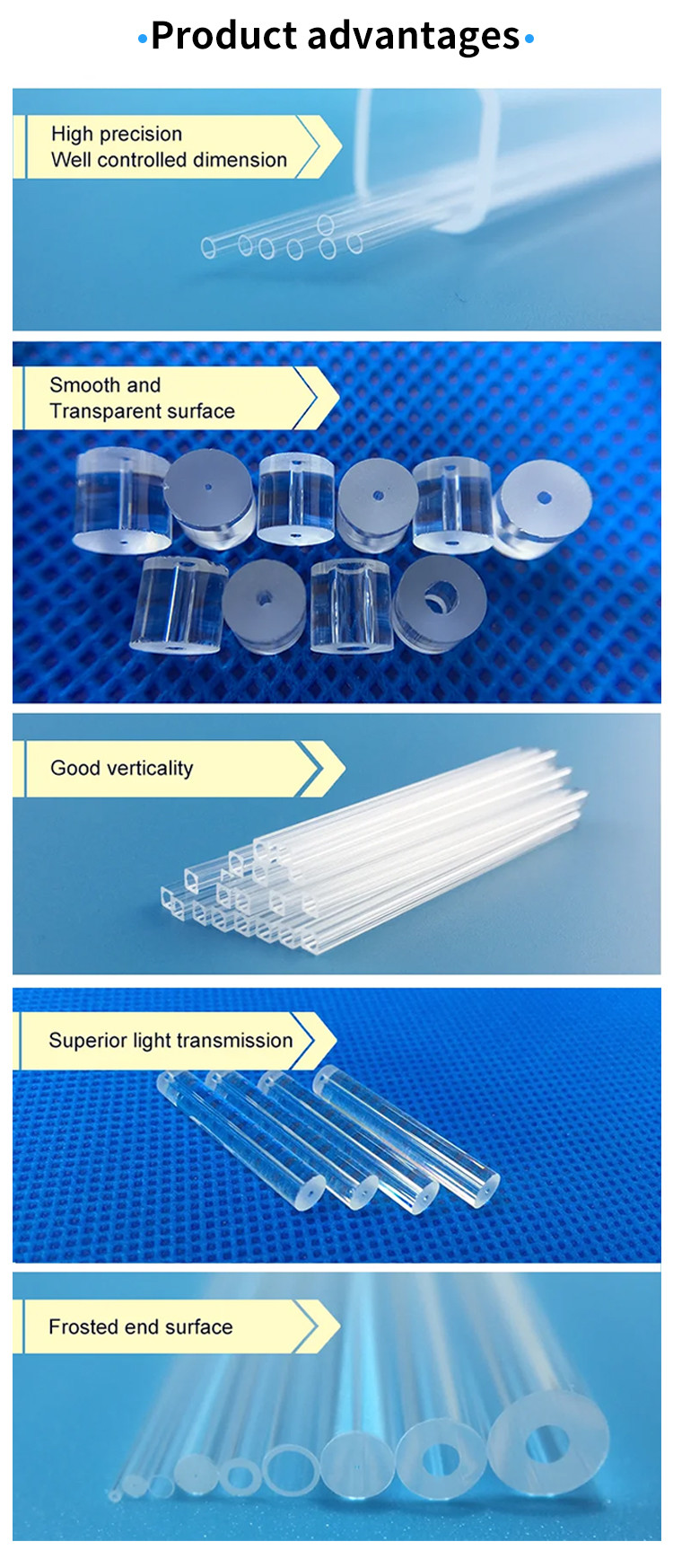 High Temperature Corrosion Resistant Clear Quartz Glass Rods Fused Silica Bars