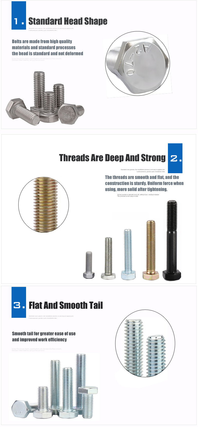 Carbon Steel Fasteners Imperial DIN933 Hex Bolts Boulons M5 M6 M8 M12 Fine Thread