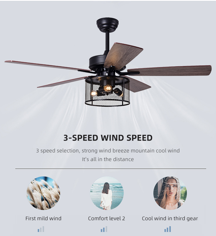 Home Office 5 Plywood 2000LM Crystal Ceiling Fan Light With DC AC Motor
