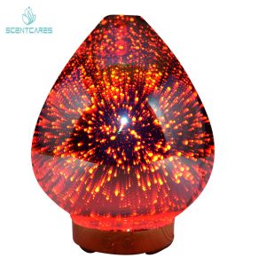 200ml 3D Glass Ultrasonic Aromatherapy Diffuser With Fireworks And Led Light