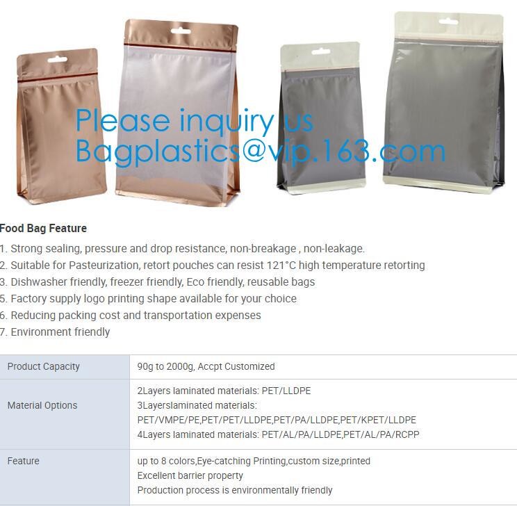 Side Sealed Square Flat Box Bottom Coffee Packaging Bags,Side Seal Gusset Food Grade Packaging Bags With k Organic