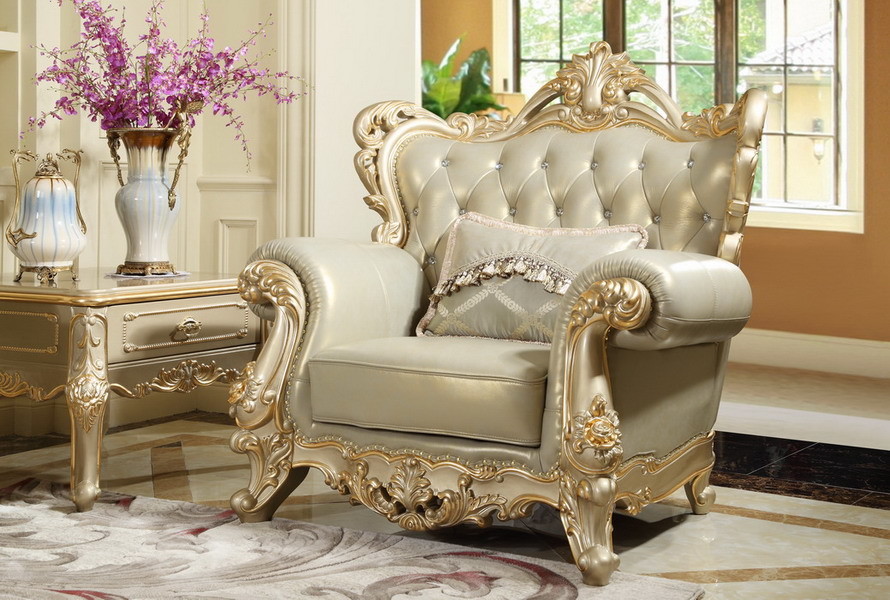 Luxury Classic French design of Living room Sofa sets 1+2+3 used Beech wood fame and Import Italy Leather upholstered