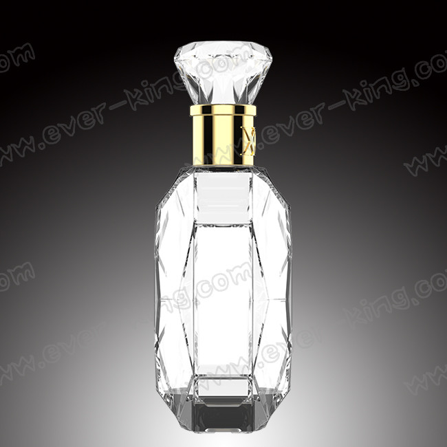 High End Diamond Shape Glass Brandy Bottle Embossed
