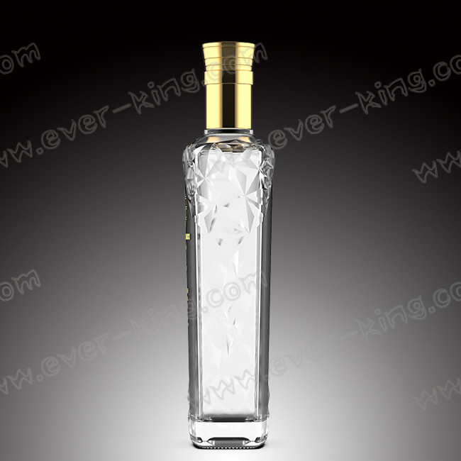 Transparent Embossing Luxury Spirits Tequila Rectangular Bottle