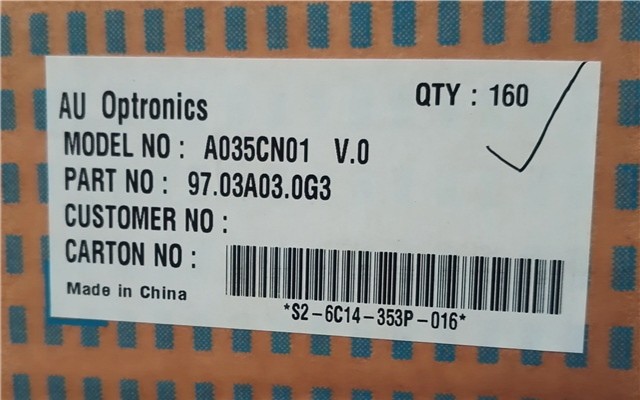 24 Pin IPS AUO 3.5'' A035CN01 V0 Industrial Lcd Monitor For Digital Video Camera