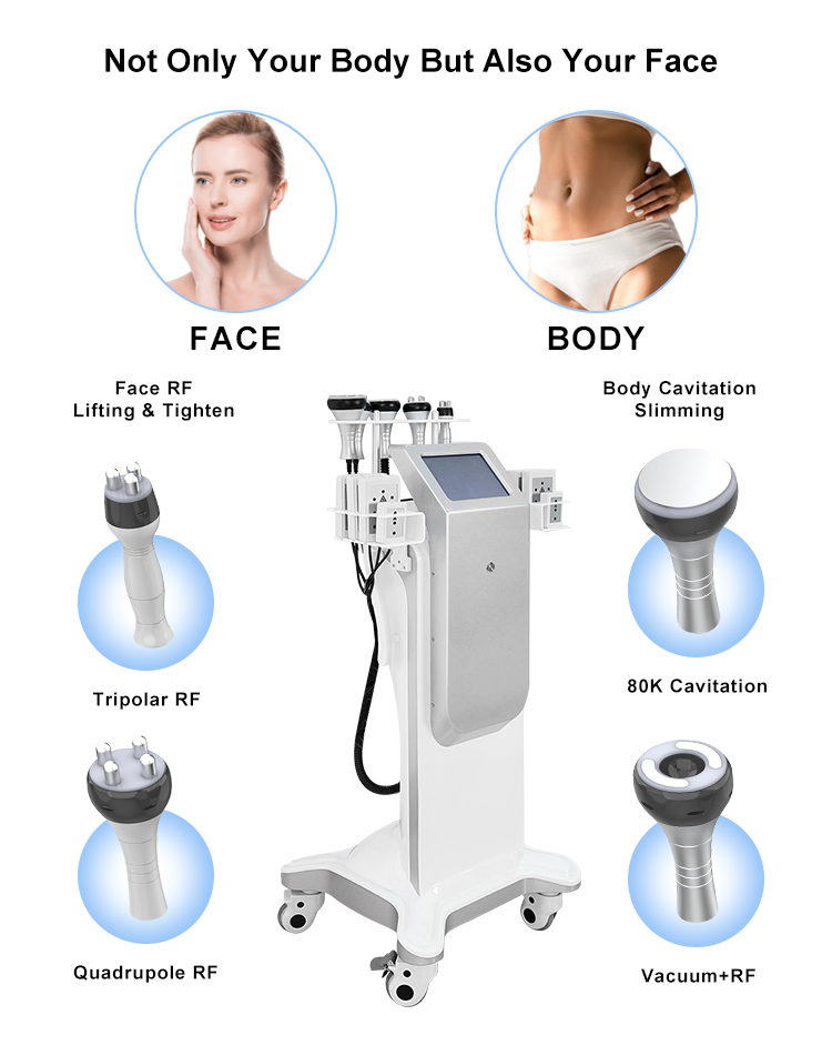 AS84 OEM ODM 6 In 1 40k Cavitation Machine Cavitation Fat Burning Machine 5 Handles
