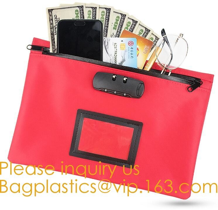 Custom Logo Security Money Pouch Utility Bank Deposit Bag with Zipper pouch case bag,Portable bank bag, bagease, bagplas