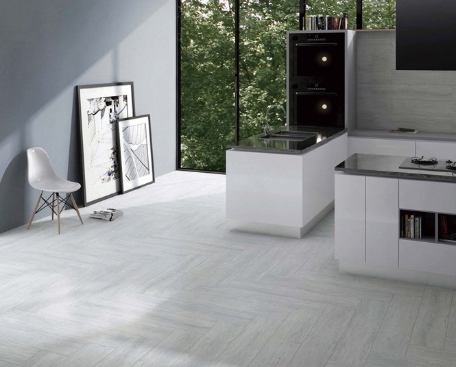 Gray And Beige 200x1000mm Wooden Porcelain Strips For Bathroom And Project Antibacterial Indoor Floor Strip