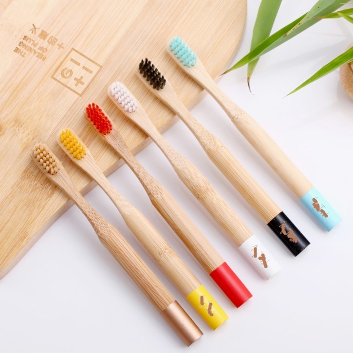BPA Free Eco Bamboo Toothbrush Colorful Bristle for Childrend Use