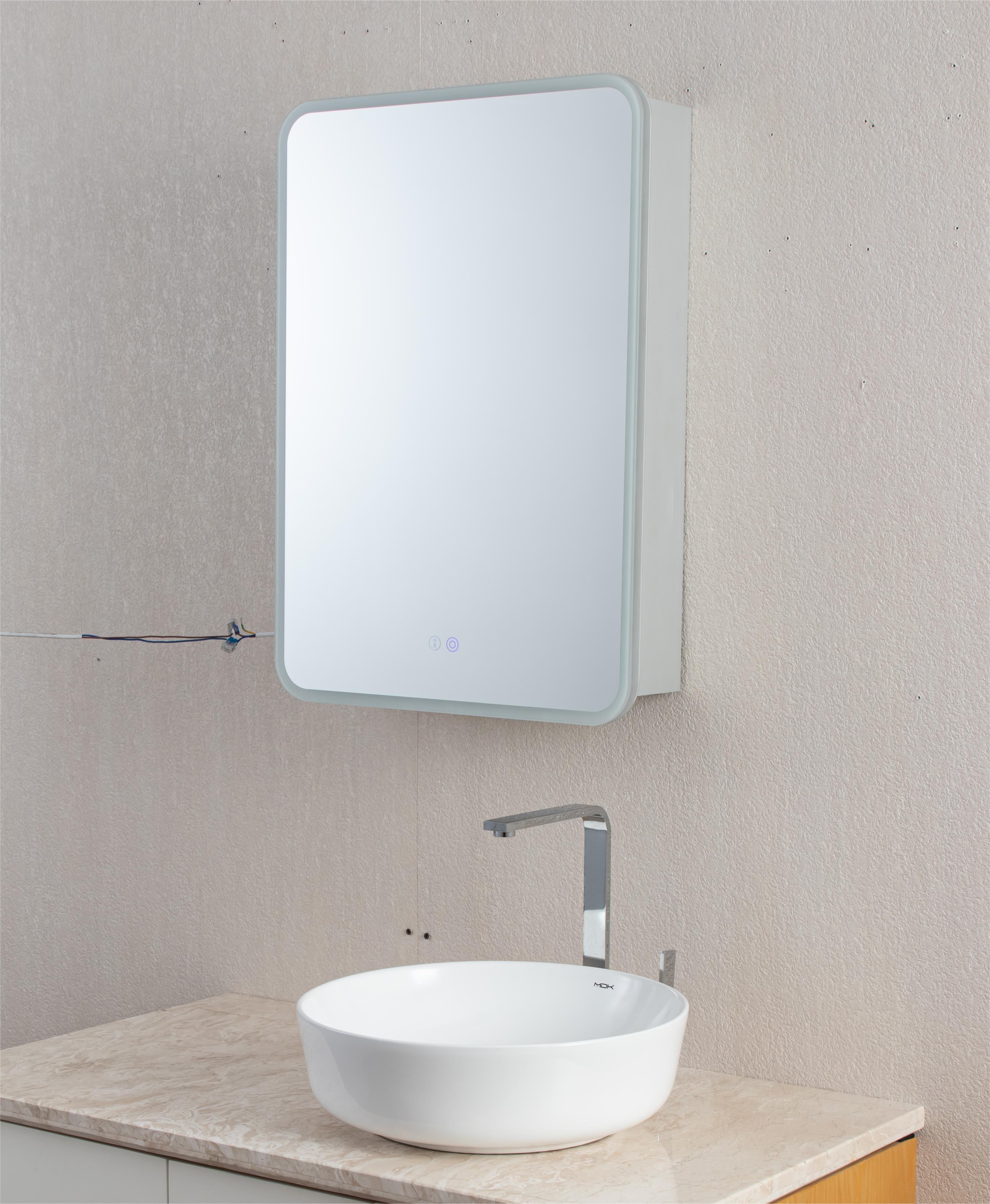 Double Door Anti-Fog Lighted Vanity Mirror Medicine Cabinet LED Touch Sensor Adjustable