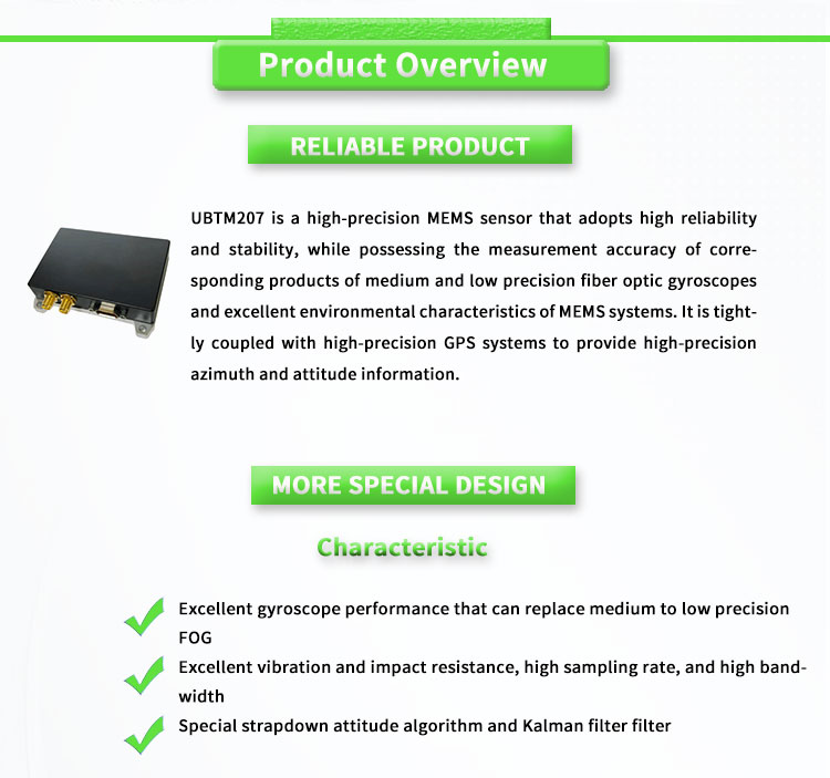 Accurate heading with UNIVO antenna stable attitude inertial navigation system UBTM207Y
