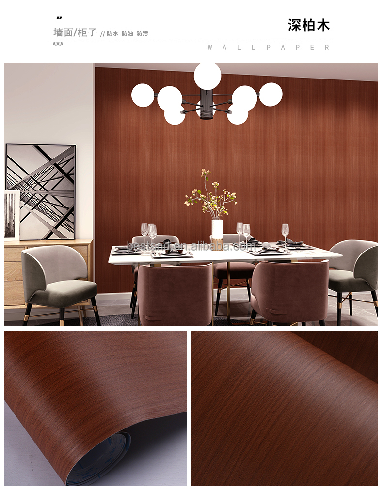 Heat Insulation Wood Grain Wallpaper Geometric Wood Effect Wall Paper