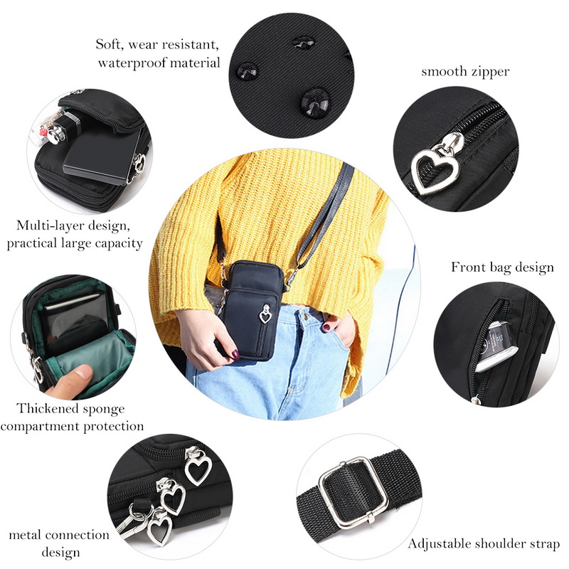 2022 Newest Women Sports Mini Square Bags Messenger Cellphone Pouch Key Wallet Arm Phone Bag Outdoor Running Pack Multi Pockets