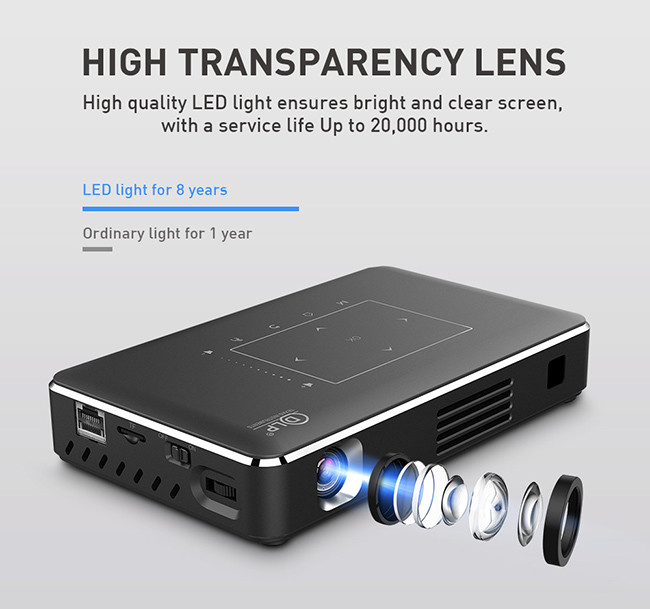 0.2"DMD Android DLP Smart Home Theater Projector 468g CE ROHS FCC