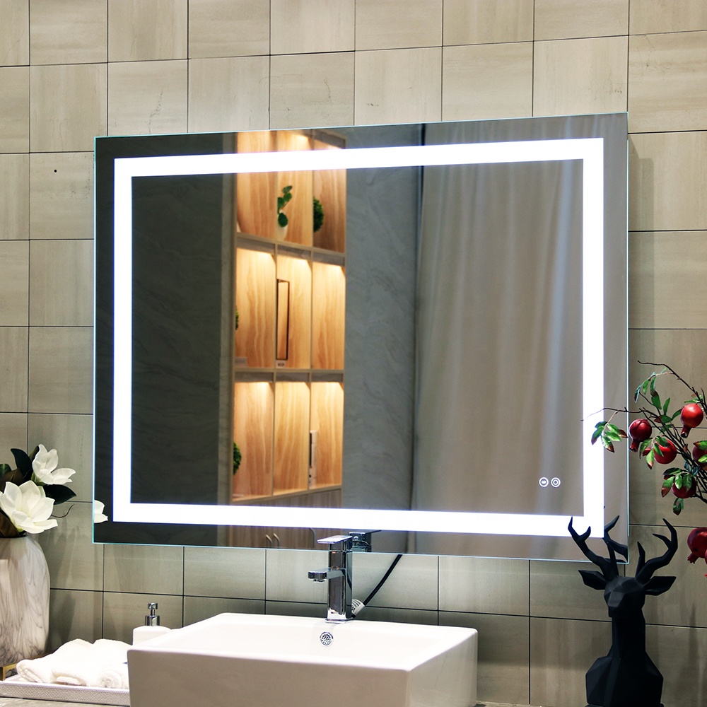 Modern Luxury Style IP44 Touch Demmer LED Bulbs Anti-fog Bathroom Illuminated LED Mirror with Speaker