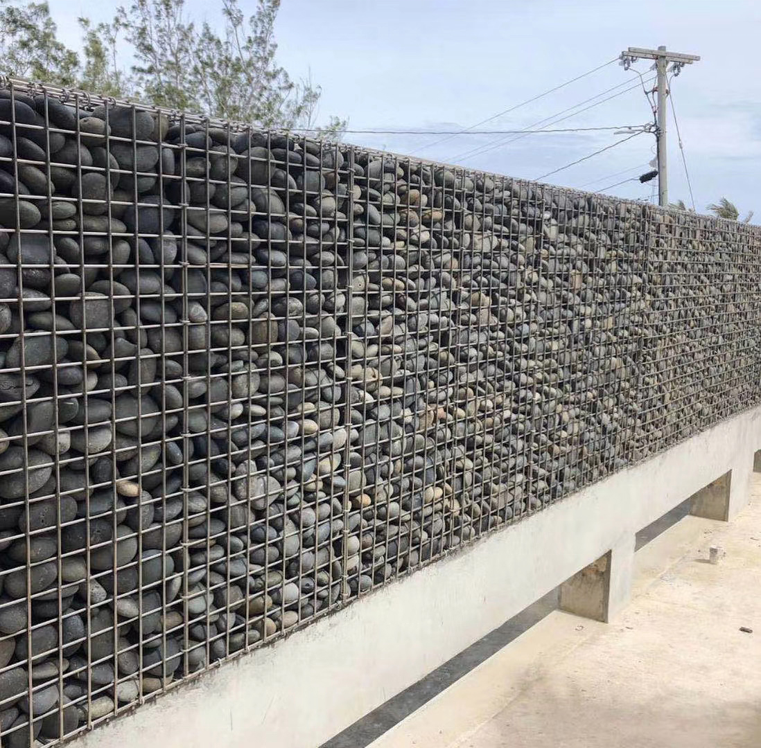 100*50*30 Aperture PVC Coated Gabion Baskets for Stones Silver Green Gray Blue Yellow