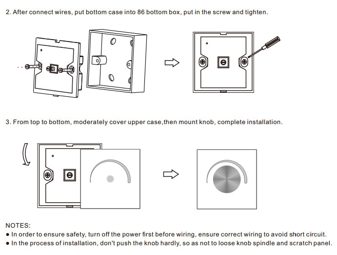 Triac Led Rotary Dimmer Light Switch 100-240W L86×W86×H50mm Simple Operation