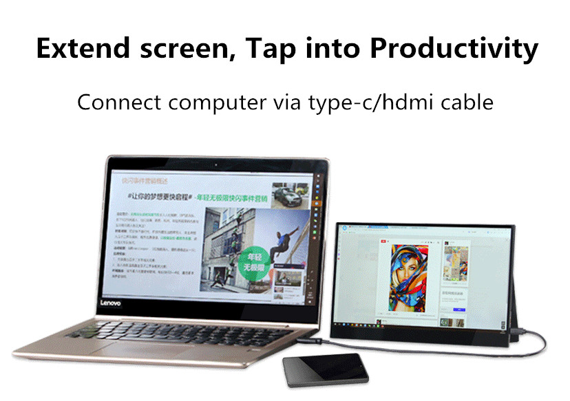 15.6 Inch 1080P USB-C HDR LCD Touchscreen Monitor Dual Premium Speakers Smart Cover External Display Compatibility Portable