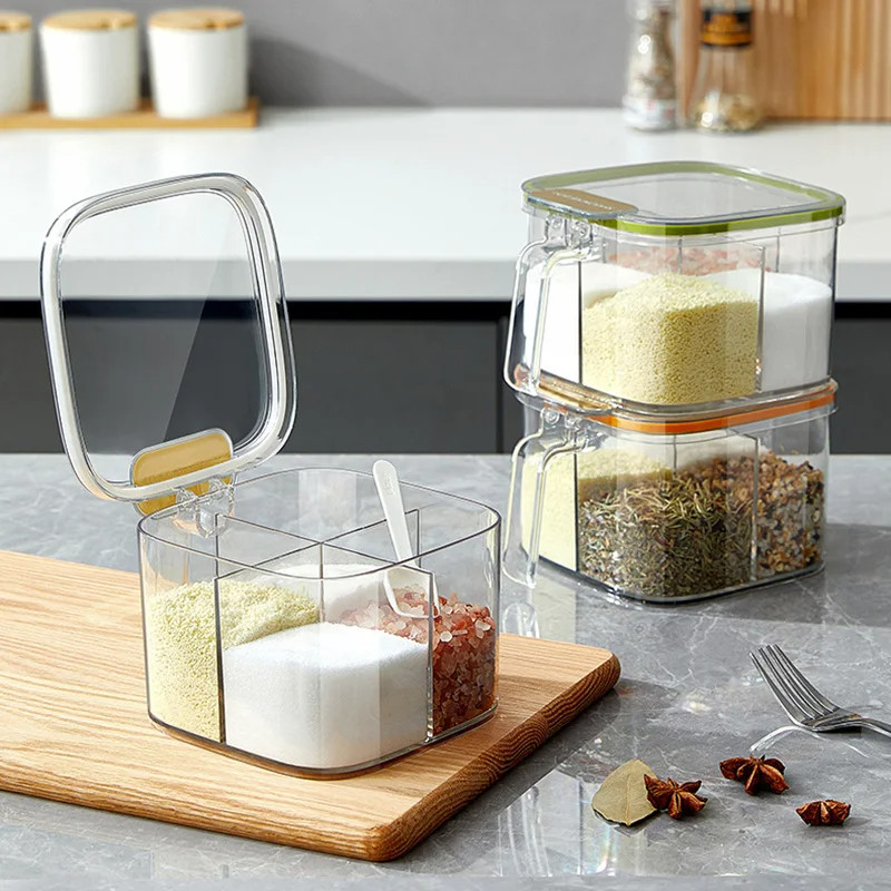 Kitchen Storage Salt Container With Lid And Spoon