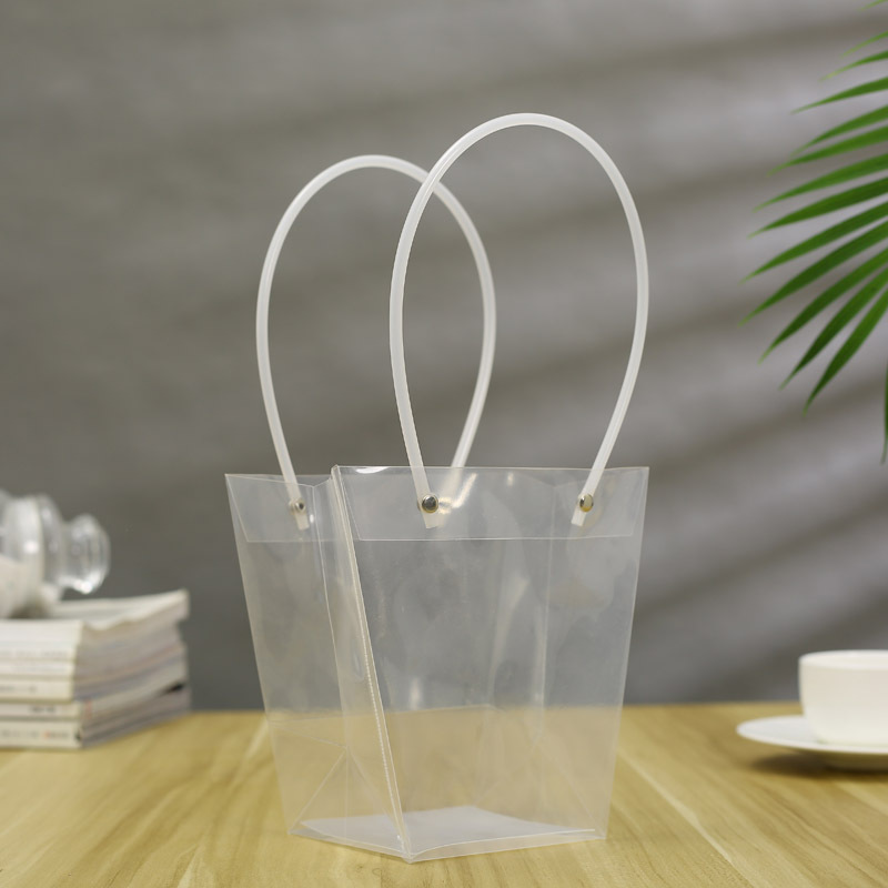 Flower shop transparent PP bag baking square wide bottom large size cake tote bag potted fruit gift packaging