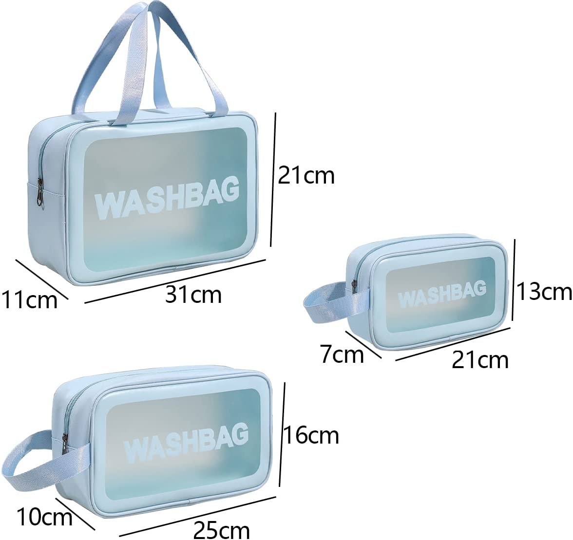 Clear Toiletry Bag 3 PCS Makeup Cosmetic Transparent Travel Wash Bag For Women