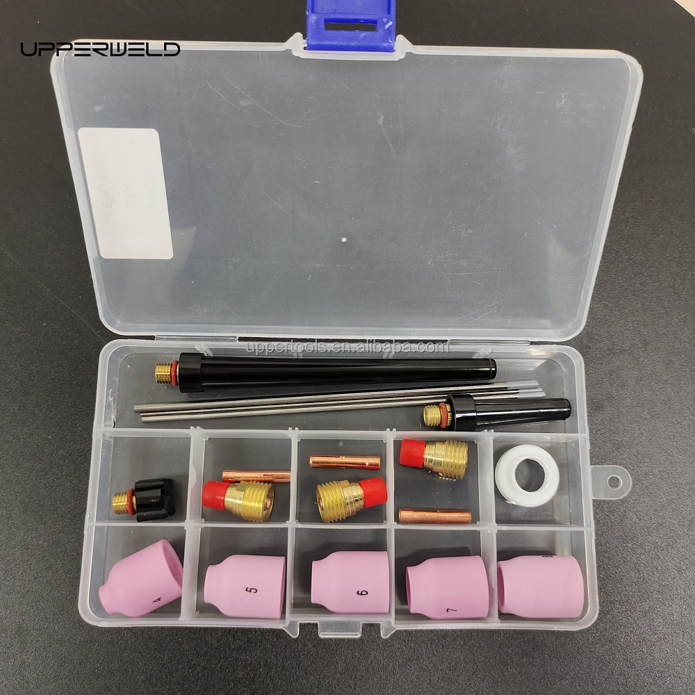 18pcs Alumina Nozzle Collet Body Electrode Insulator TIG Welding Torch Consumables Kit