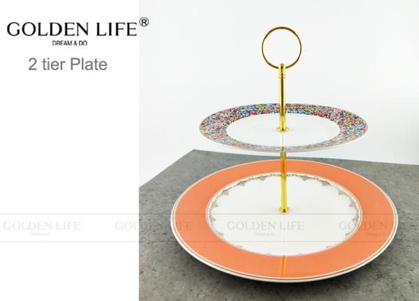 Household Double Layer Modern Ceramic Plates Candy Dish Afternoon Tea Dessert