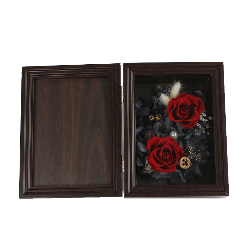 Mother'S Day Preserved Rose Gift Box Solid Wood Photo Frame 15.5*8*20.5CM